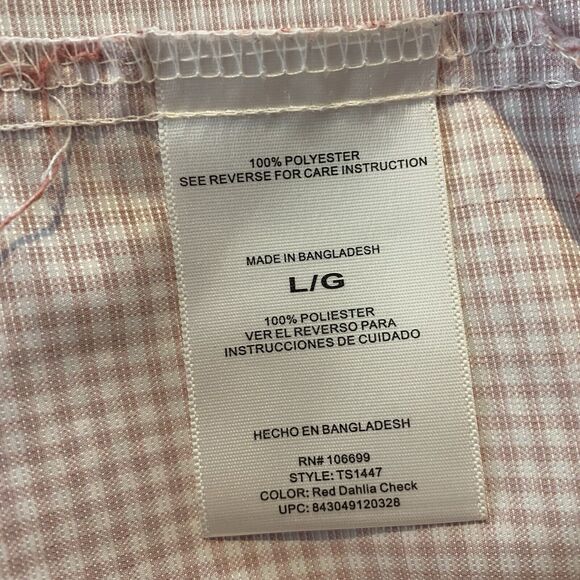 Habitat Red White Gingham Vented Sweat Wicking Button Front Shirt Size large - Picture 6 of 6